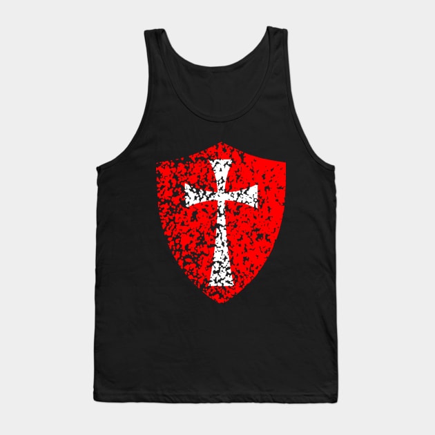 Knight Templar Crusader Distressed Red Cross Tank Top by Dojaja